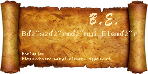 Böszörményi Elemér névjegykártya